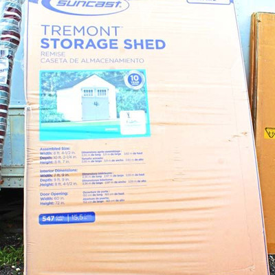  Suncast Remont Storage Shed (stock picture above)

approximately 10' 2