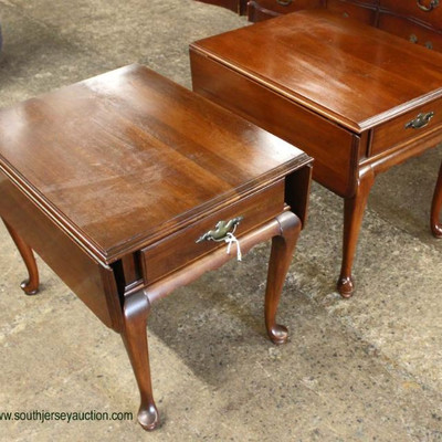  PAIR of â€œEthan Allen Furnitureâ€ Cherry Drop Side Queen Anne One Drawer Lamp Tables

Auction Estimate $100-$300 â€“ Located Inside 