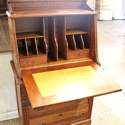  ANTIQUE Walnut 3 Drawer Carved Fall Front Desk with Fitted Interior

Auction Estimate $300-$600 â€“ Located Inside 