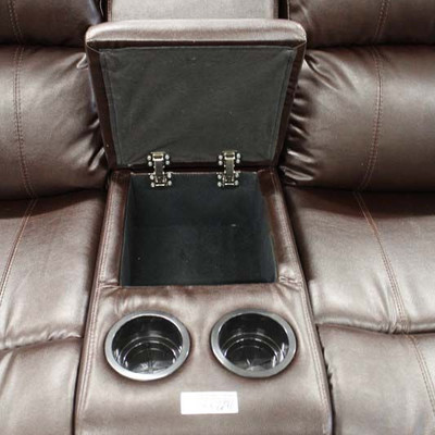  NEW Contemporary Brown Leather Double Recliner with Cup Holders and Storage

Auction Estimate $300-$600 â€“ Located Inside 