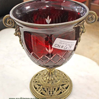  Bronze Mounted Ruby Red Cut Glass Bowl

Auction Estimate $50-$100 â€“ Located Inside 