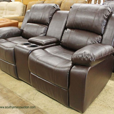  NEW Contemporary Brown Leather Double Recliner with Cup Holders and Storage

Auction Estimate $300-$600 â€“ Located Inside 