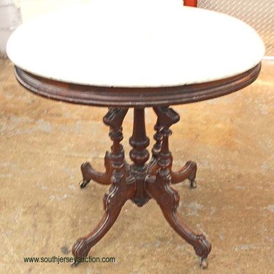  ANTIQUE Walnut Victorian Carved Marble Top Parlor Table

Auction Estimate $200-$400 – Located Inside 