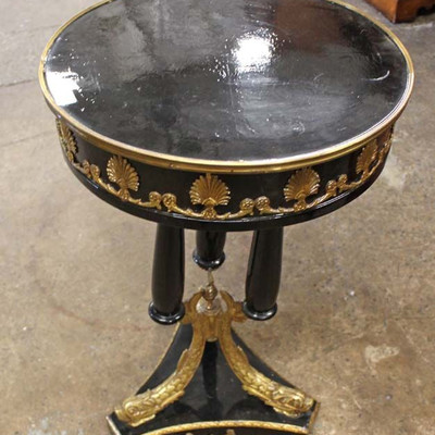  French Style Round Lamp Table with Bronze Dolphin Pedestal Base and Applied Bronze Shells

Auction Estimate $100-$300 â€“ Located Inside 