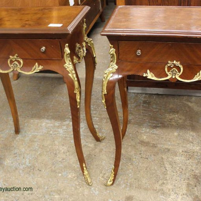  PAIR of French Style Inlaid and Banded Mahogany Side Tables with Applied Bronze

Auction Estimate $100-$300 â€“ Located Inside 