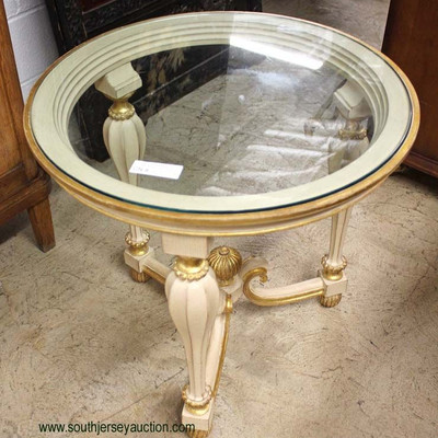  QUALITY Round Glass Top Lamp Table (match coffee table above)

Auction Estimate $100-$200 â€“ Located Inside 