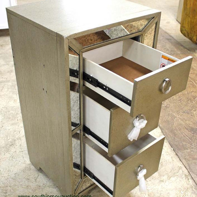  NEW PAIR of Contemporary 3 Drawer Bedside Nightstands with Mirrored Accents

Auction Estimate $100-$200 â€“ Located Inside 