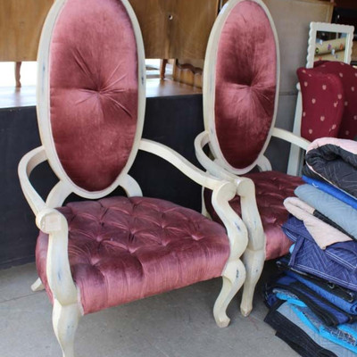  PAIR of Medallion Back Upholstered Arm Chairs

Auction Estimate $100-$200 â€“ Located Dock 
