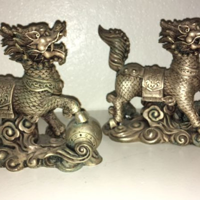 brass chinese foo dog dragons 