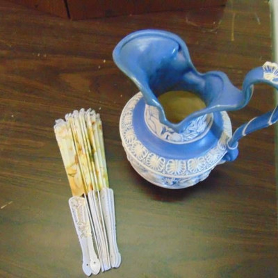 Amazing Antique pitcher with folding fan
