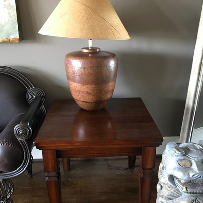 Metal lamp with rice paper shade $139each
2 available