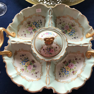 Antique handprinted dish $85