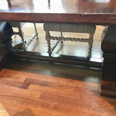 Farm dining table $2,200 SOLD
95 X 42 X 31" includes 2 leaves 23" each
Upholstered side chair $195 each
22 X 21 X 47"
6...