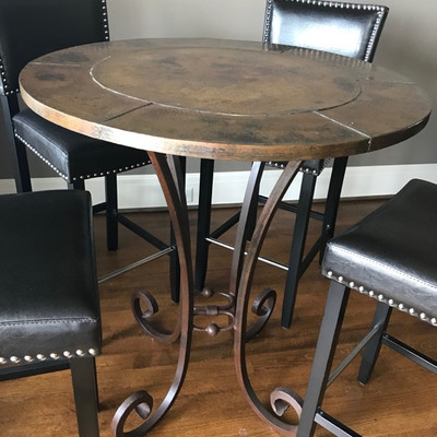 Caste iron and copper high top game table $395
