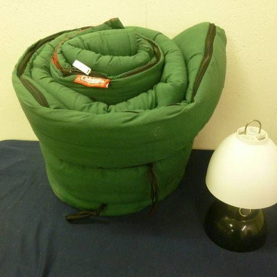 Coleman Sleeping Bag & Lamp