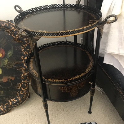 Metal side table with ormolu accents 