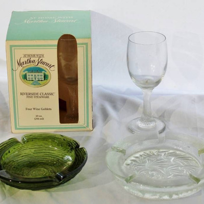 New- 4 Martha Stewart Wine Goblets, 2 Vintage Asht ...