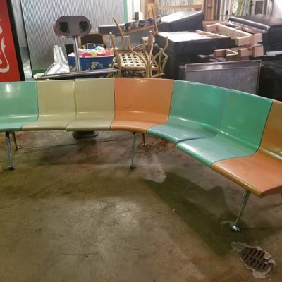 Vintage Bowling Lane Benches and Monitor