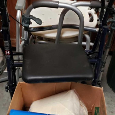 3415: 	
Toilet Chair, Walkers, Canes and more!
Toilet chair, shower chair, 3 canes, 2 walkers and more!