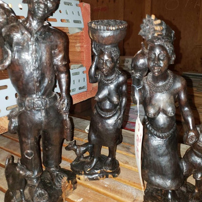610: 	
Three African Wooden Statues
Measures approx from 15