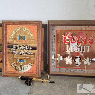 2087: 	
Guinness Beer Tap Handle, Light Up Coors Bar Mirror, Carta Blanca Bar Mirror and More
This is a man cave decor lottery hit with...