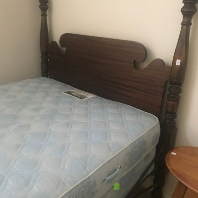 Antique Four Post Bed with Porcelain Wheels 
