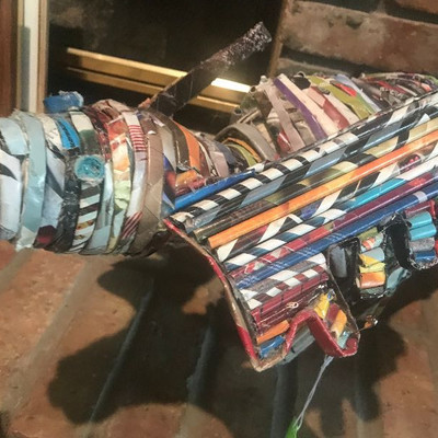 Animal Art, hand made with rolled magazines 