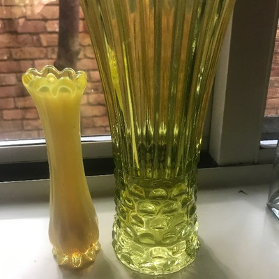 Crystal Yellow Glass Vases 