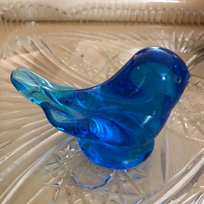 Vintage Blue Bird of Happiness Glass figure/paperweight