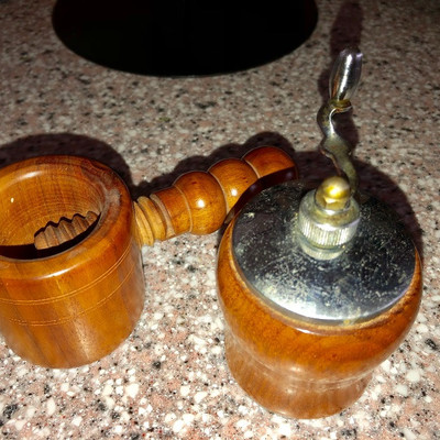 Vintage wooden nutcracker, pepper grinder