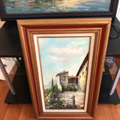 This sale has a large selection of wall art - several sofa-size paintings.