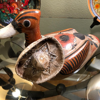 Mexican Pottery Duck w/sombrero