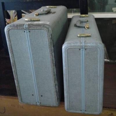 Two Vintage Suitcases with Hangers