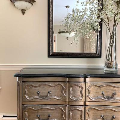 Antique Sideboard with Modern Paint and Custom Marble Top