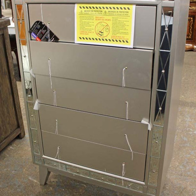 NEW Contemporary Grey High Chest with Mirror Accents
Auction Estimate $200-$400 â€“ Located Inside
