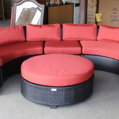 AWESOME NEW All Season All Weather 6 Piece Circular Sofa with Beverage Cup Holders and Round Ottoman with Cushions
Auction Estimate...