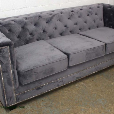 NEW Contemporary Grey Upholstered Button Tufted Sofa
Auction Estimate $300-$600 â€“ Located Inside
