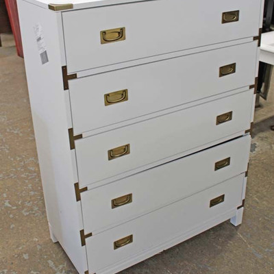 NEW Contemporary White Campaign Style 5 Drawer High Chest
Auction Estimate $100-$300 â€“ Located Inside
