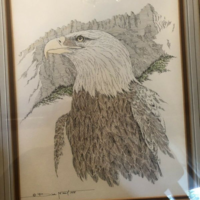CH161: Bill Neat 1975 Eagle Framed Art Local Pickup https://www.ebay.com/itm/113804768456