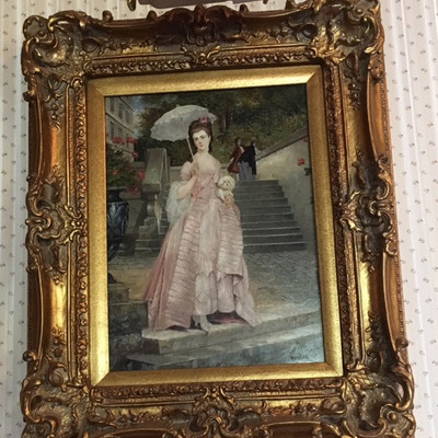 CH101: Francis Bessler England Lady in Gown framed oil on canvas Local Pickup https://www.ebay.com/itm/113804768453