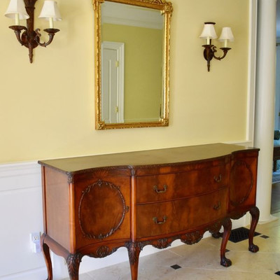 Chippendale style sideboard and gilt mirror