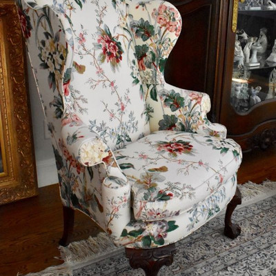 Hickory White wing back chair