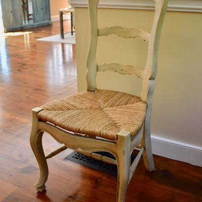 One of a pair of rush seat chairs