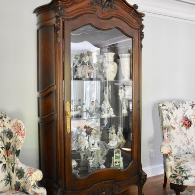 Louis XV style mirrored curio cabinet