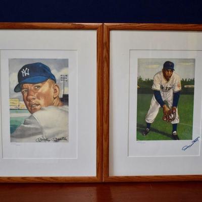 Signed Mickey Mantle and Willie Mays lithographs