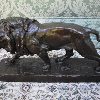 Louis Vidal "Striding Lion" bronze