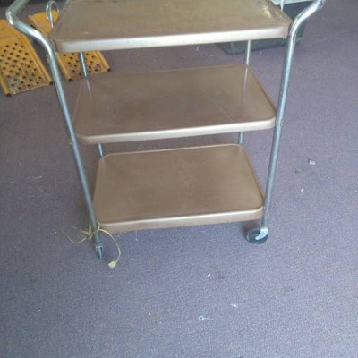 Metal Rolling Cart with Electric Plug and Removabl ...