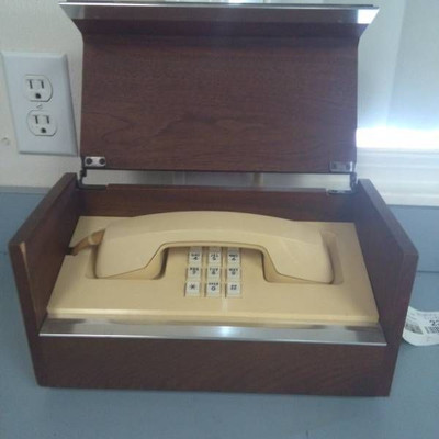 Vintage Desk Phone in Mahogany Wood Box