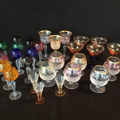 Vintage Colored Cut Crystal and Glassware