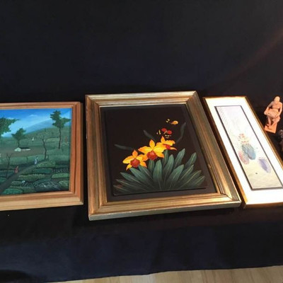 Haitian Oil Paintings, Sculptures, and More Lot